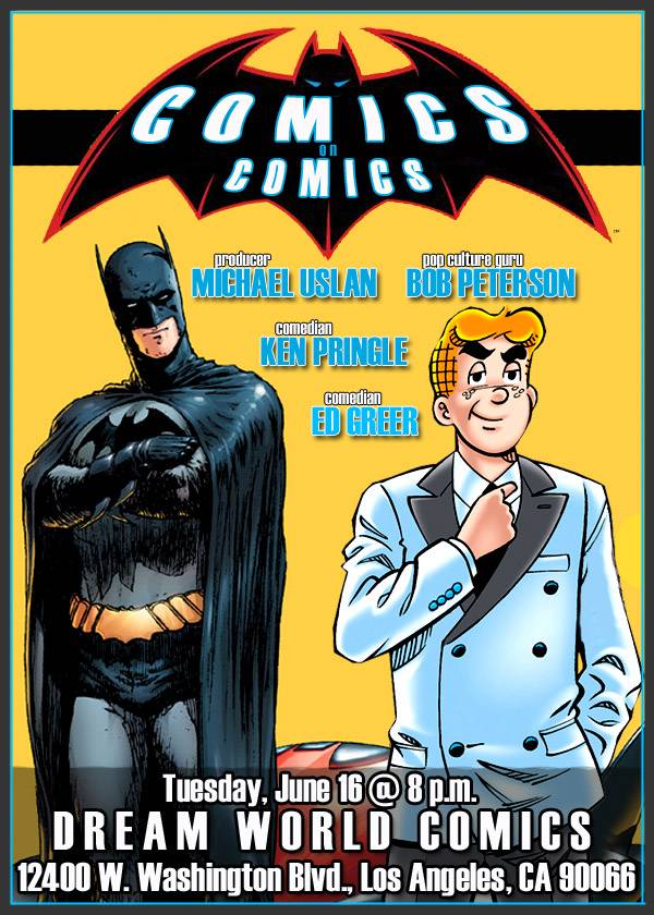 Michael Uslan speaks at Dream World Comics on June 16.