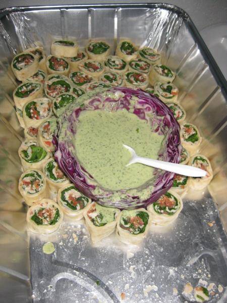 Delicious wraps for the guests. As you can see, a lot of it was wiped out.