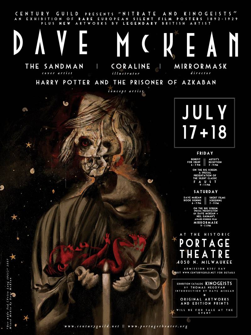 Dave McKean hosts an exhbition and film screenings on July 17-18th.