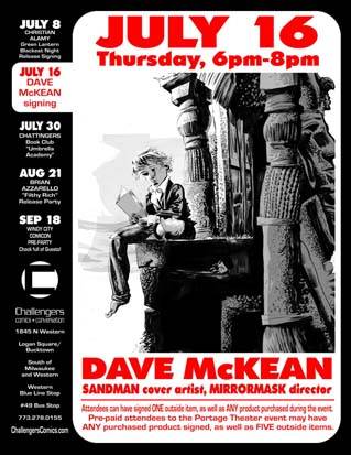 Dave McKean signs at Challengers on July 16th.
