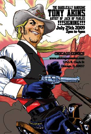 Tony Akins signs at Chicago Comics on July 25th.