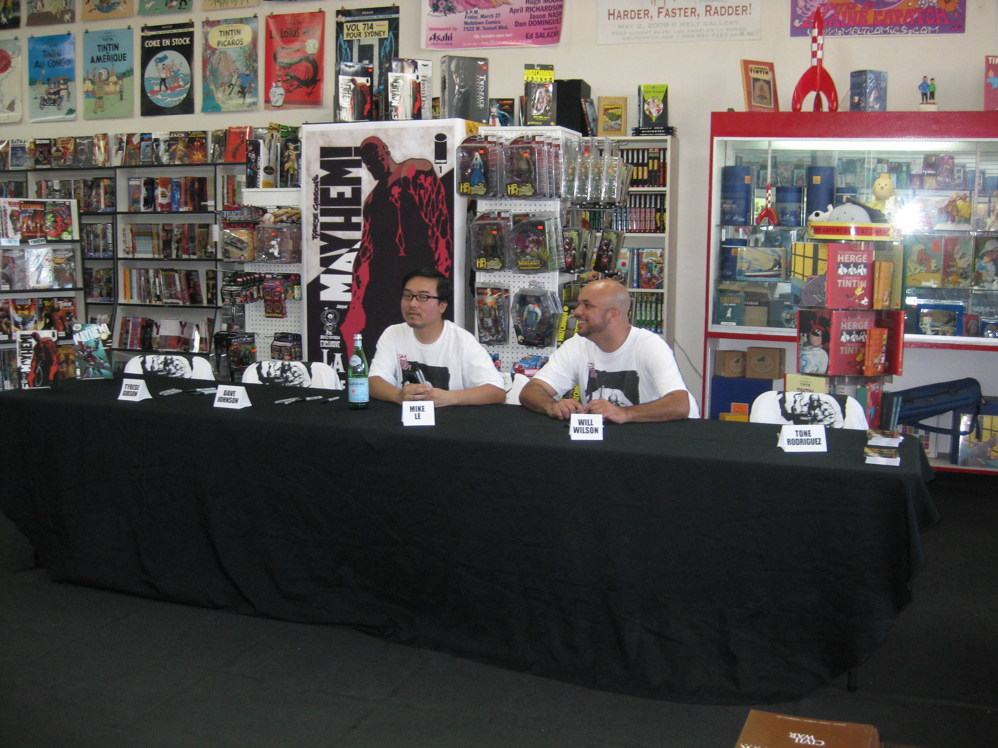 Writers Mike Le and Will Wilson get ready for the Mayhem outside.