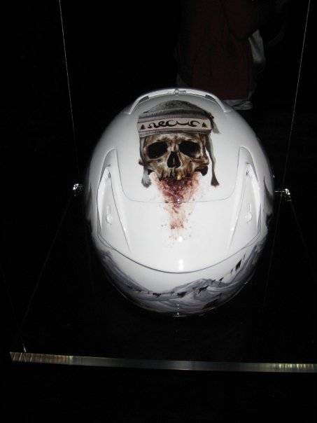 Jeff McMillan's helmet, back view. Very elaborate piece.