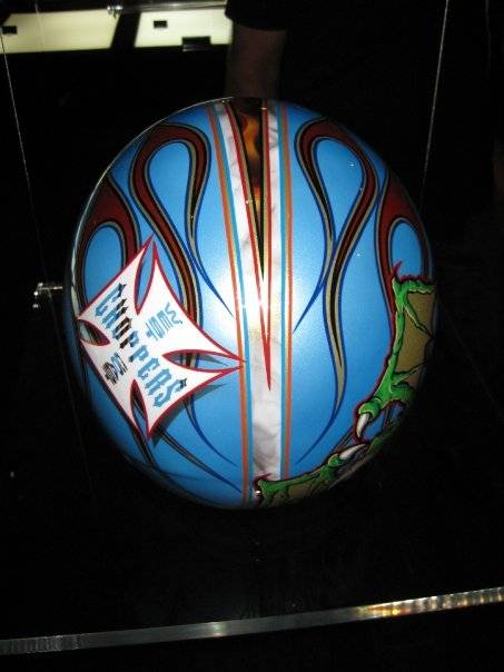 Jesse James' helmet, back view. West Coast represent!