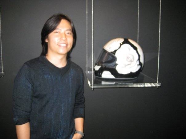 James Jean posing with his masterpiece.