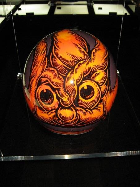 Mark Dean Veca's helmet, back view. It's got eyes on the back of its head.