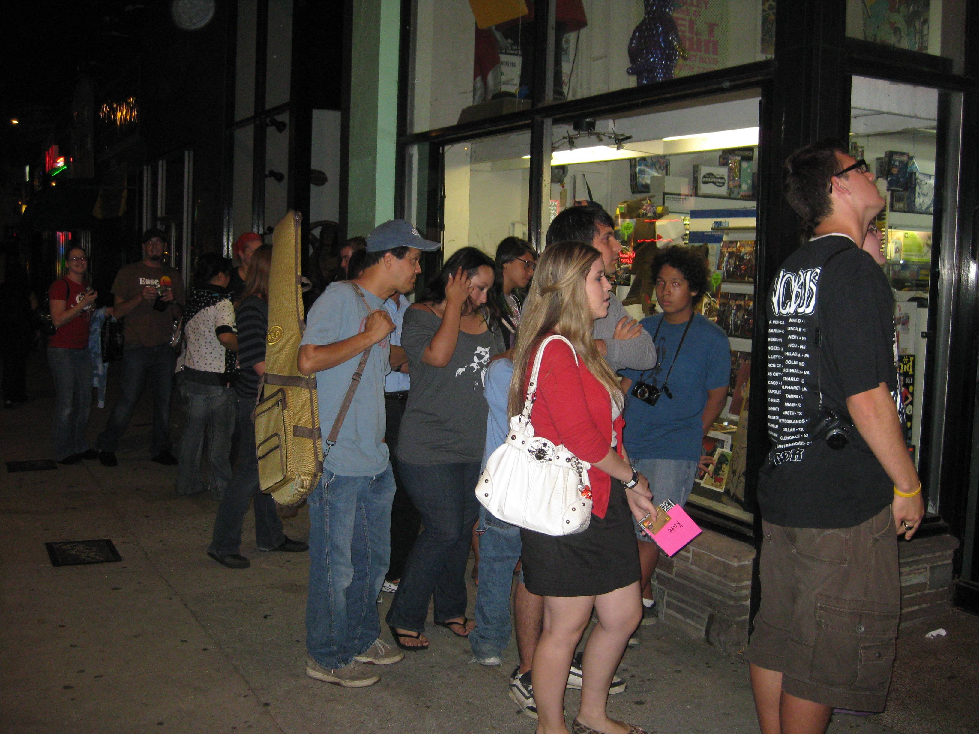 The line still going strong an hour after the signing started.