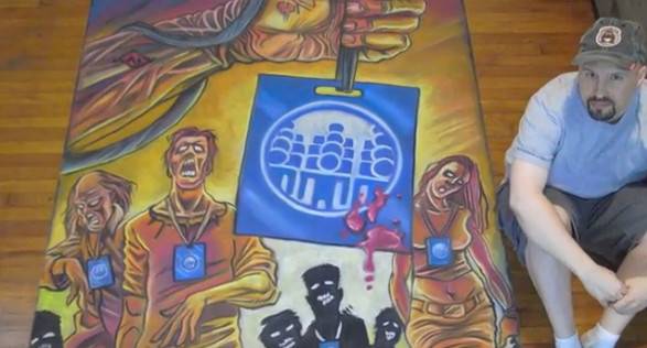 Convention Scene Zombie Chalk Art