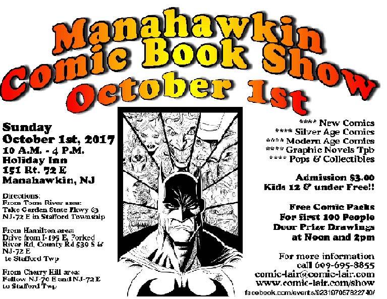 Manahawkin Comic Book Show Oct. 1st