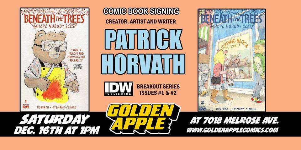 A poster for patrick horvath's golden apple.