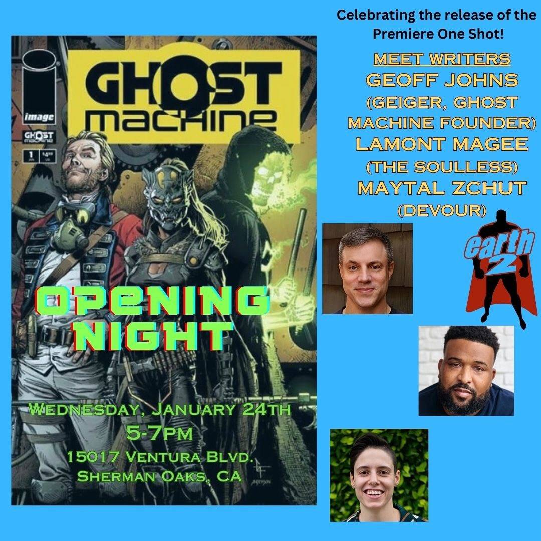 A poster for the opening night of ghost machine.
