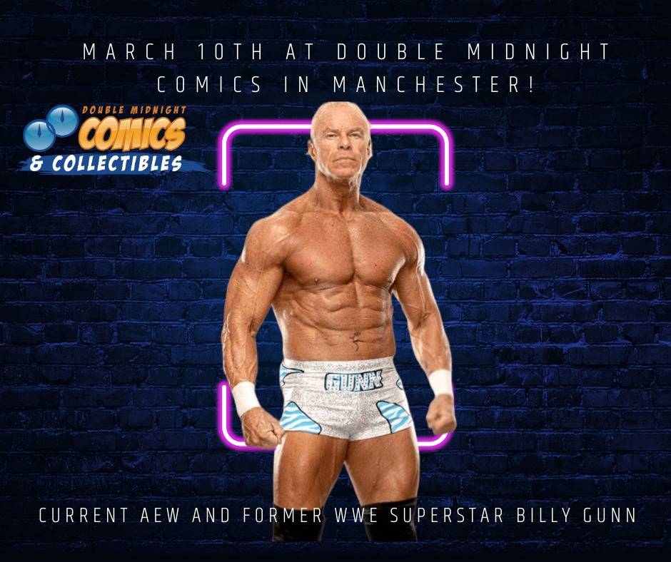 A poster for double midnight comics in manchester.