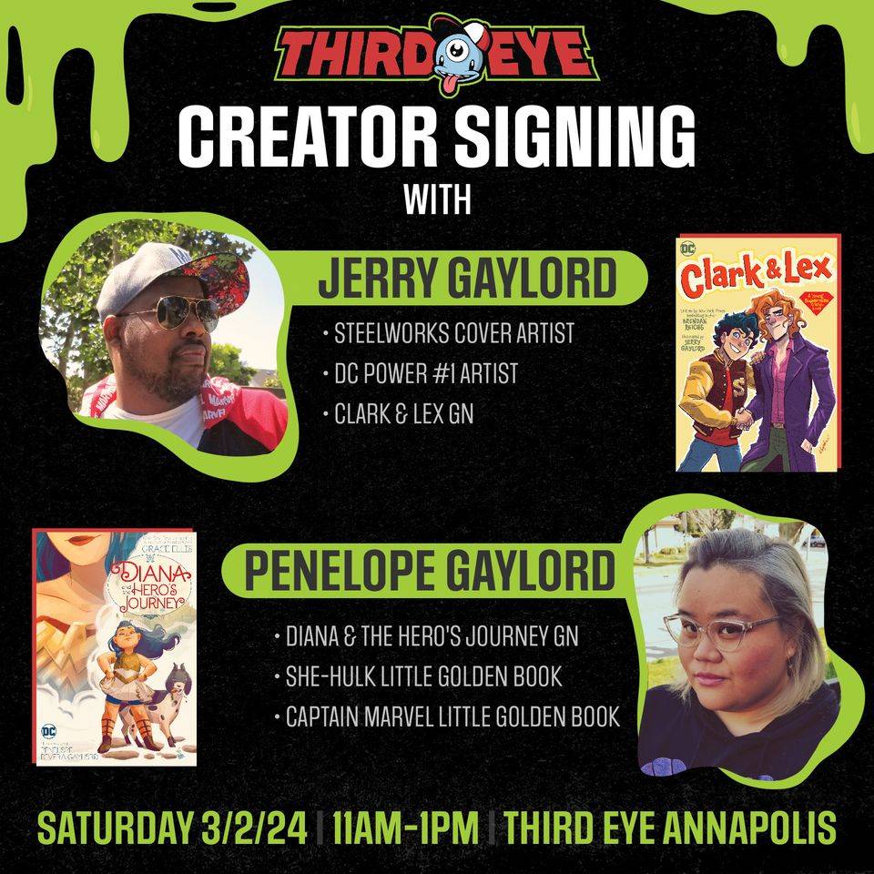 Three eye creator signing with jerry gaylord.