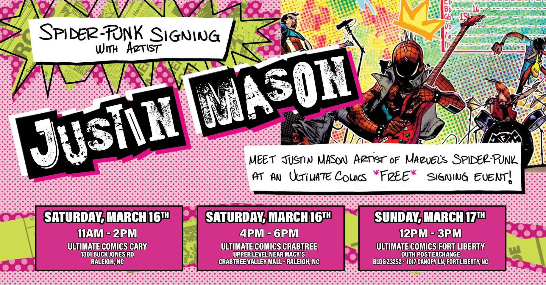 A poster for a concert featuring justin mason.