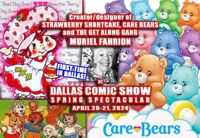 A poster for the care bears comic show in dallas.